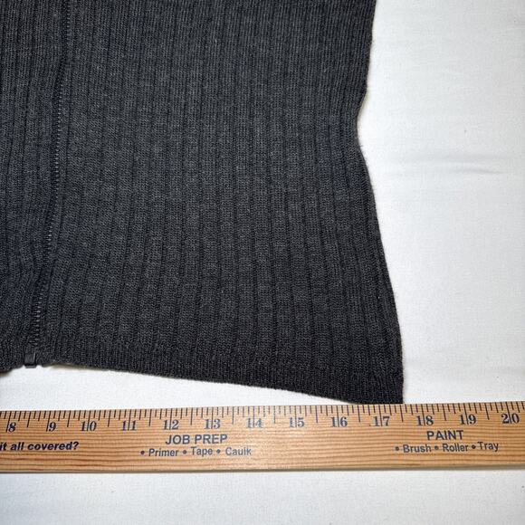 Plaza South Vtg Womens M Ribbed Gray Wool Blend Zip Cardigan Faux Fur Collar EUC - Picture 7 of 14